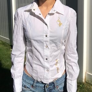 BABY PHAT white long sleeve button up shirt